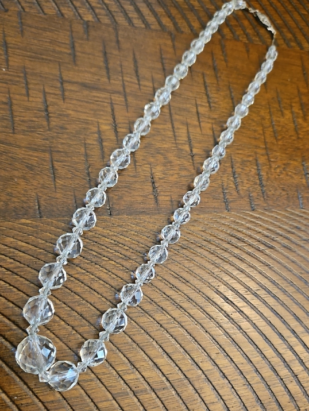 Vintage Crystal Bead And Sterling Necklace